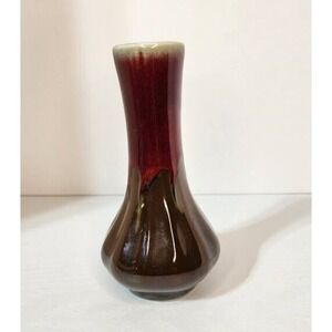 Vintage HosleyTM Potteries Drip Glaze Bud Vase Earth Tone Collectible Home Decor